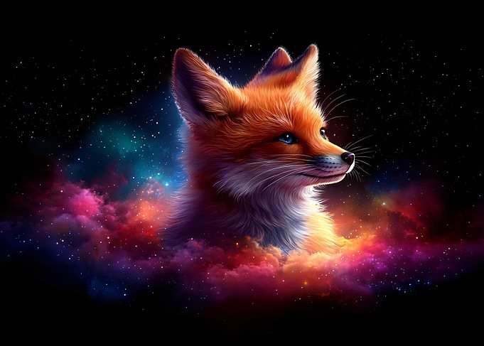 Cosmic Fox in Nebula Clouds