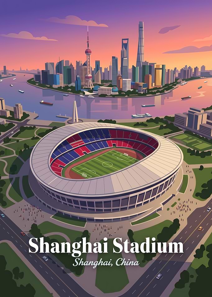 Shanghai Stadium Travel Poster