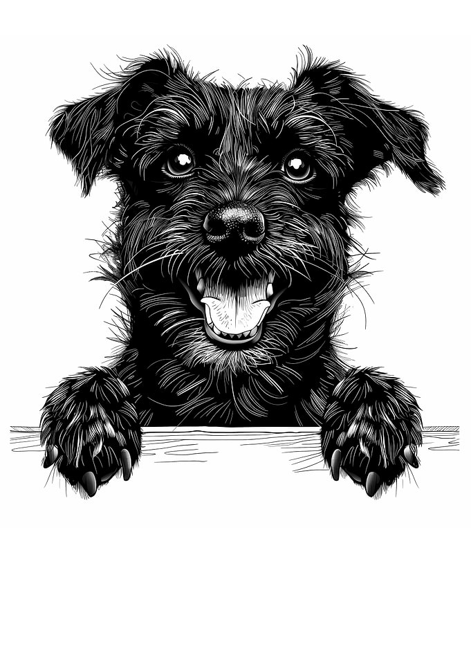 Black and White Patterdale Terrier Portrait
