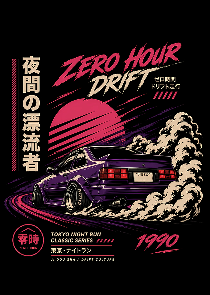 Zero Hour Drift Retro Car Poster