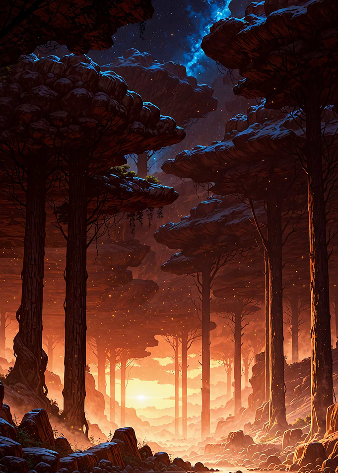 Ethereal Forest at Twilight Fantasy Landscape