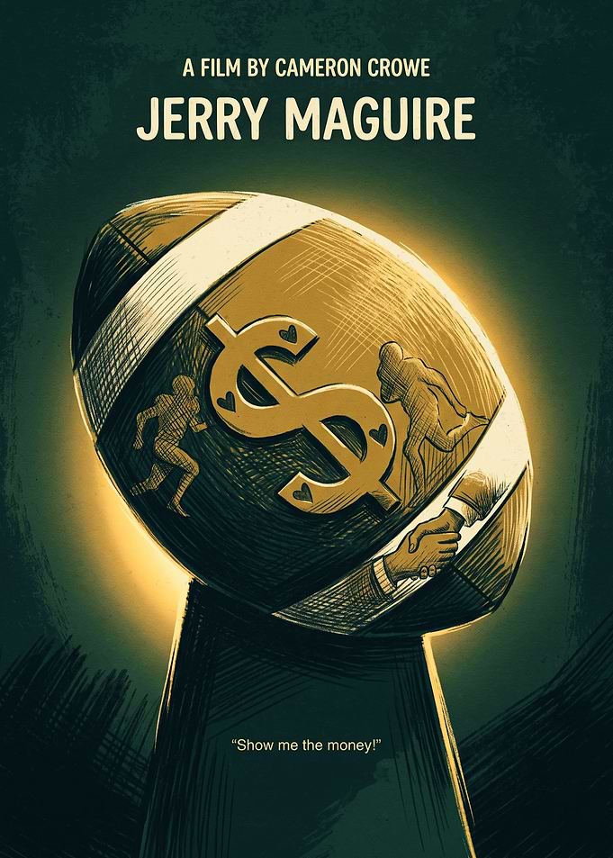 Jerry Maguire Movie Sports Drama Vintage Poster