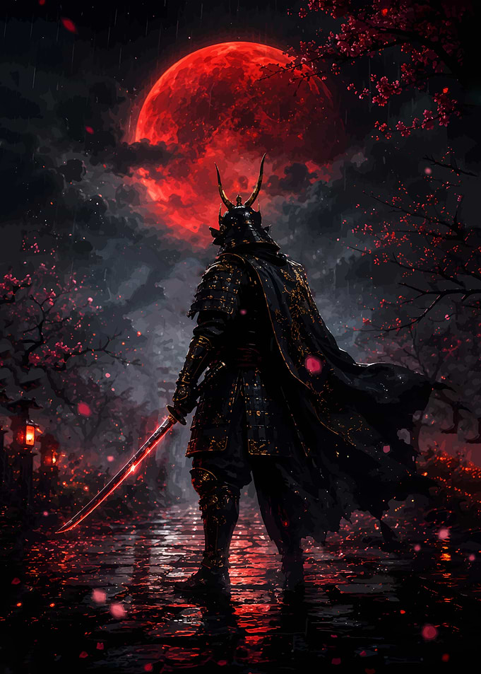 Samurai Under a Red Moon