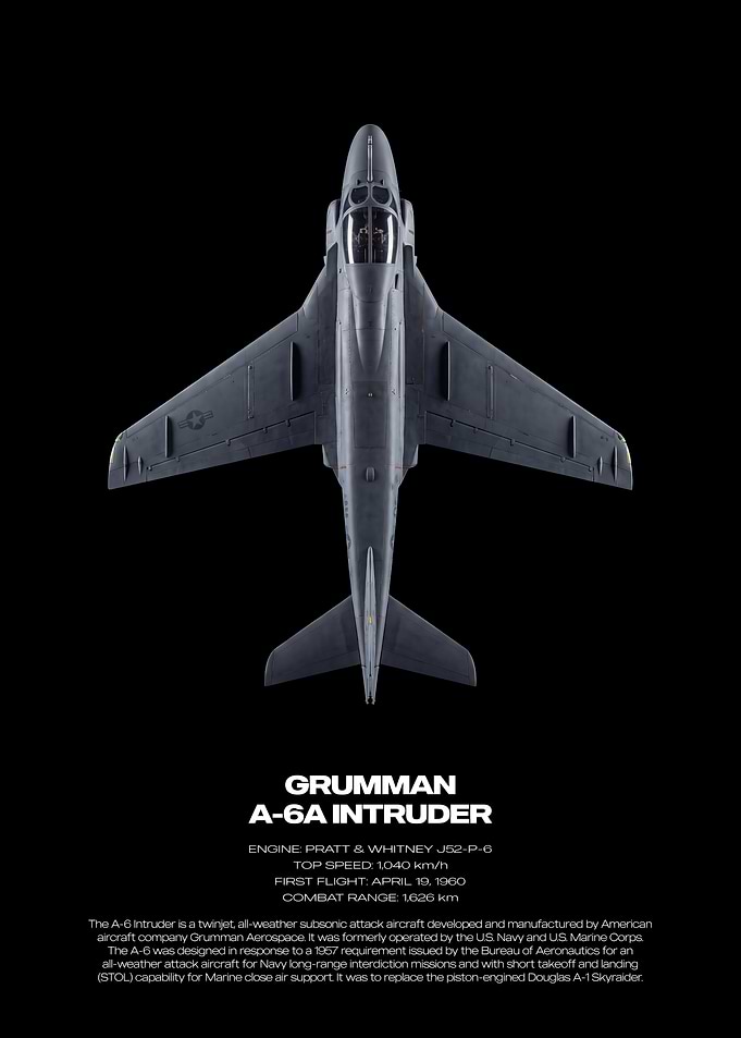 Grumman A-6A Intruder Technical Poster