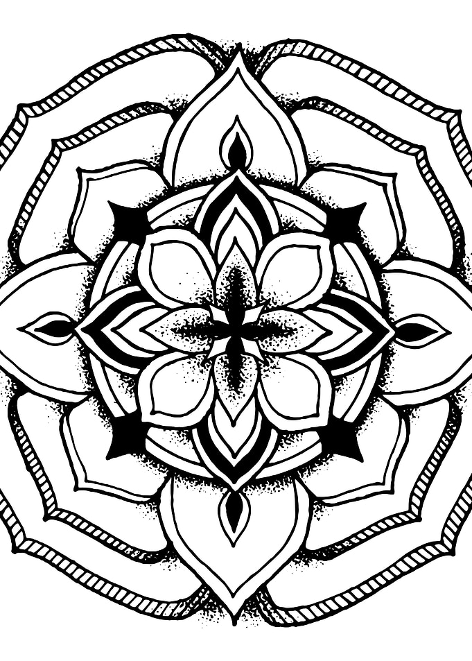 Black and White Floral Mandala Design