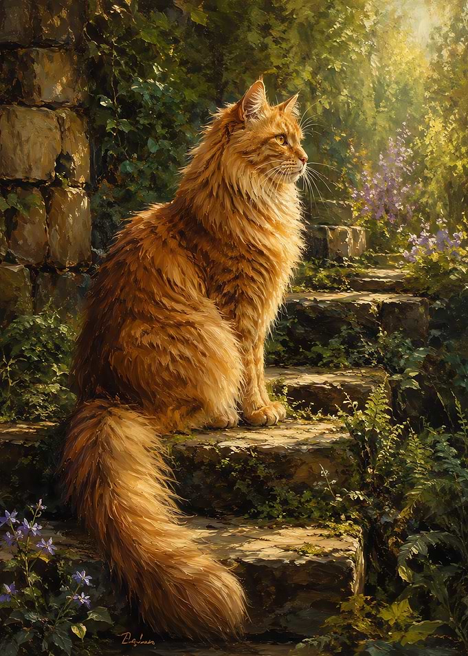 Majestic Ginger Cat in Garden