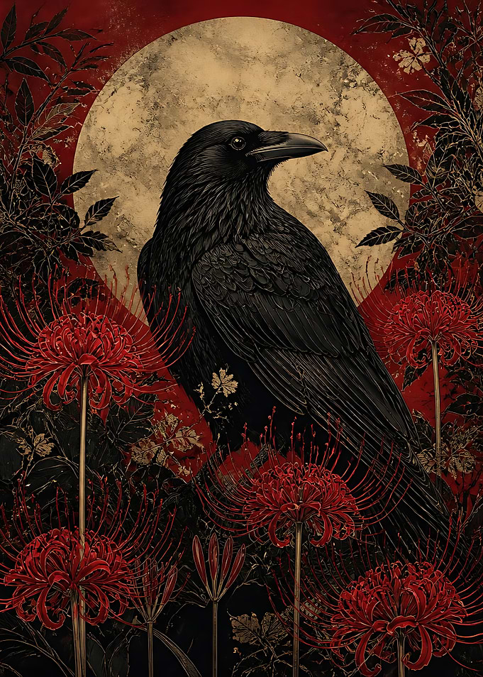 Raven and Red Spider Lilies