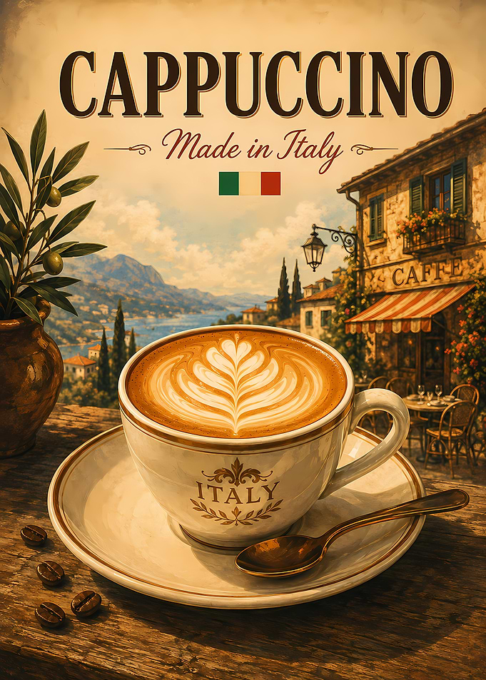 Italian Cappuccino Cafe Poster