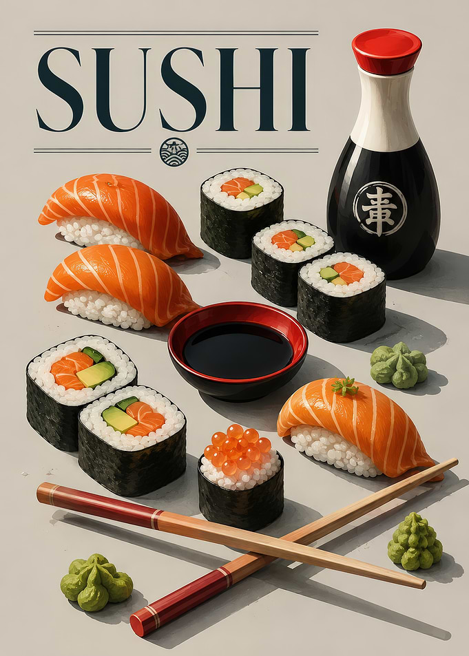 Elegant Sushi Platter Poster