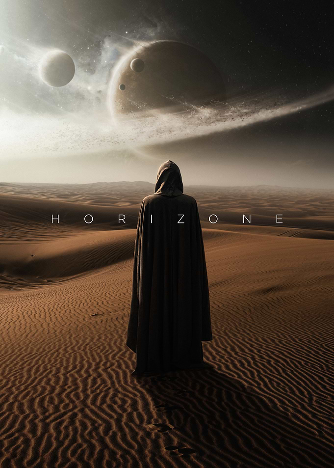 Lone Traveler in Alien Desert