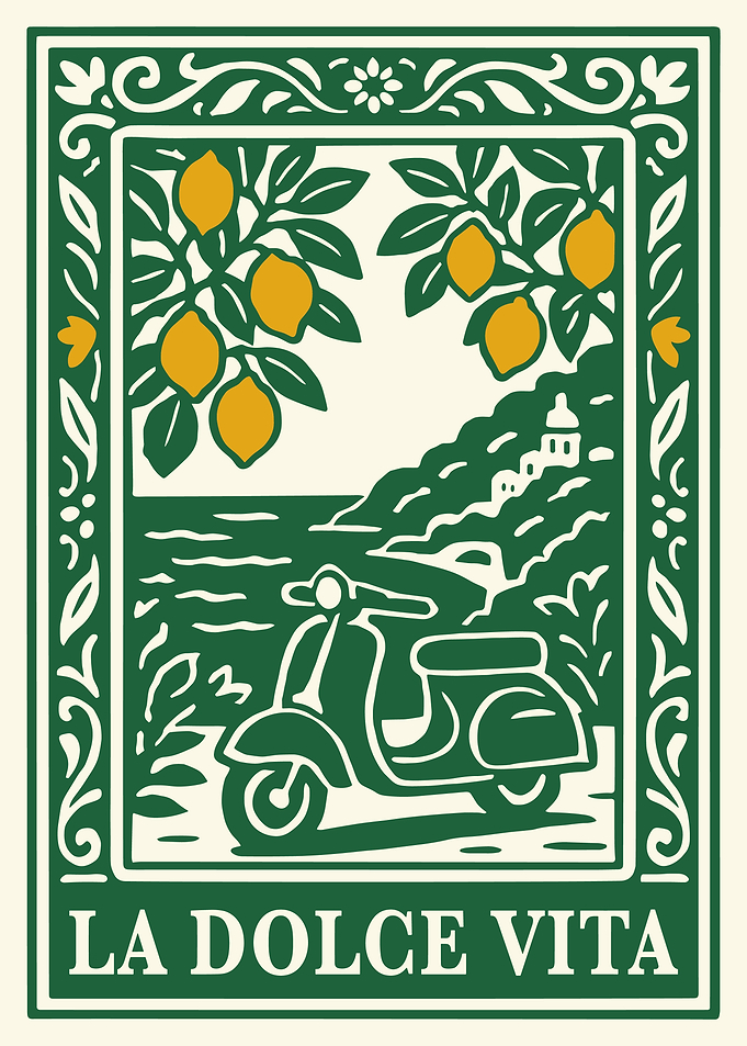 La Dolce Vita Italian Scooter Poster