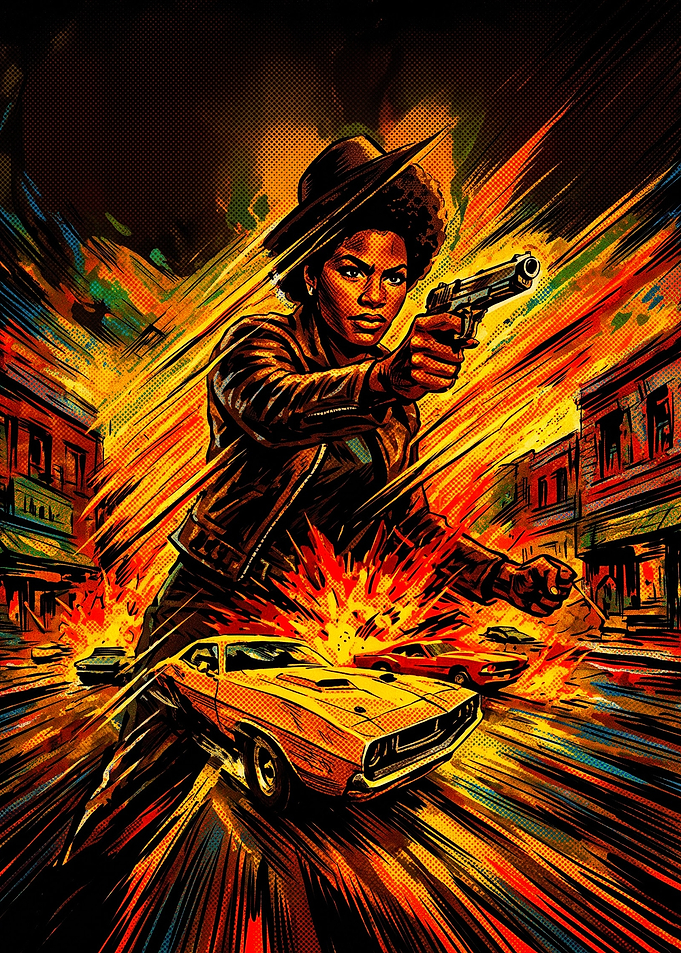 Action Heroine in Explosive Car Chase