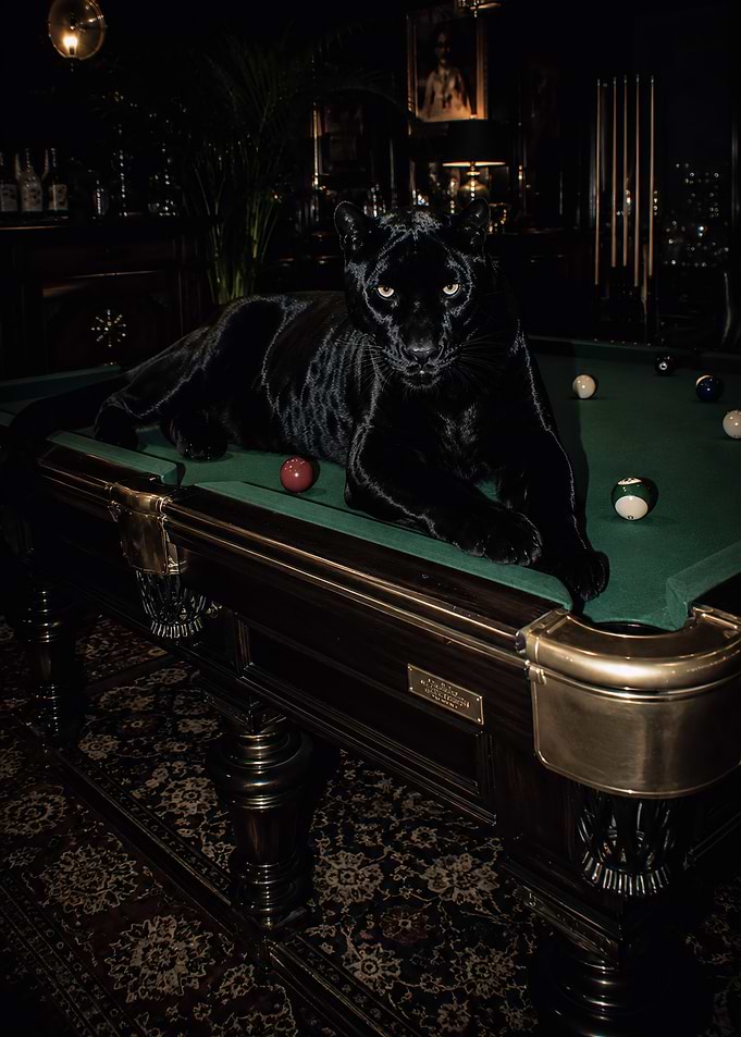 Black Panther on Pool Table
