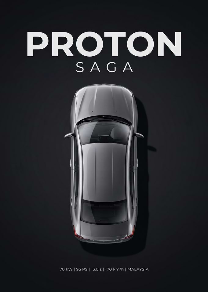 Proton Saga Minimalist Car Poster
