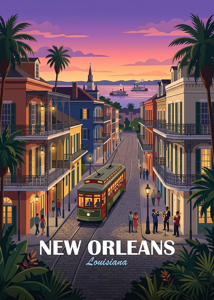 New Orleans Streetcar Travel Poster