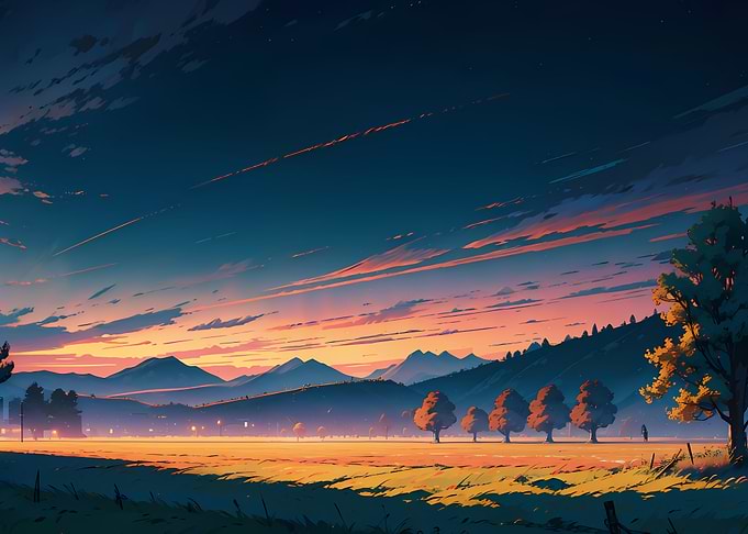 Serene Sunset Over Mountain Landscape