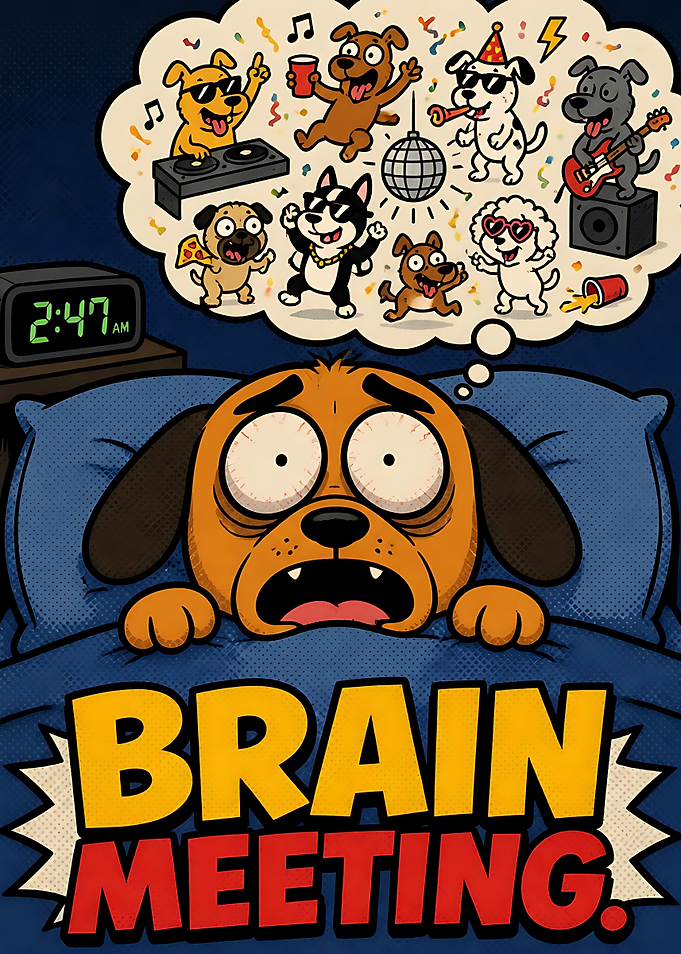 Brain Meeting Funny Dog Illustration