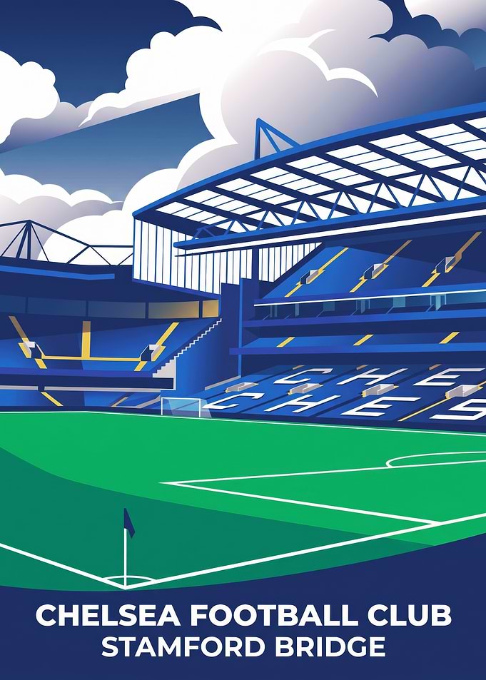 Chelsea FC Stamford Bridge Stadium Poster