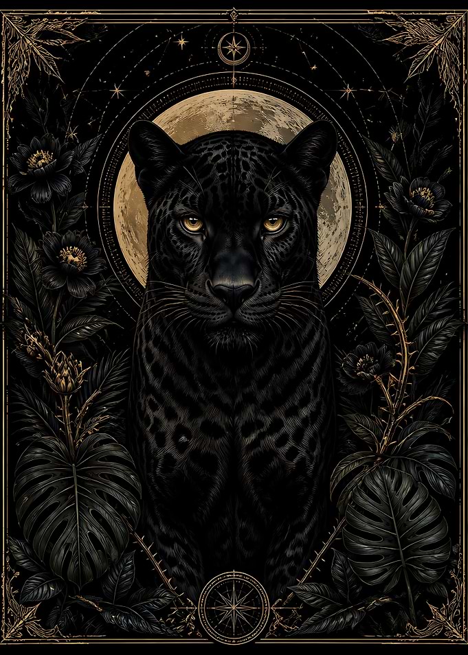 Majestic Black Panther Moon Portrait