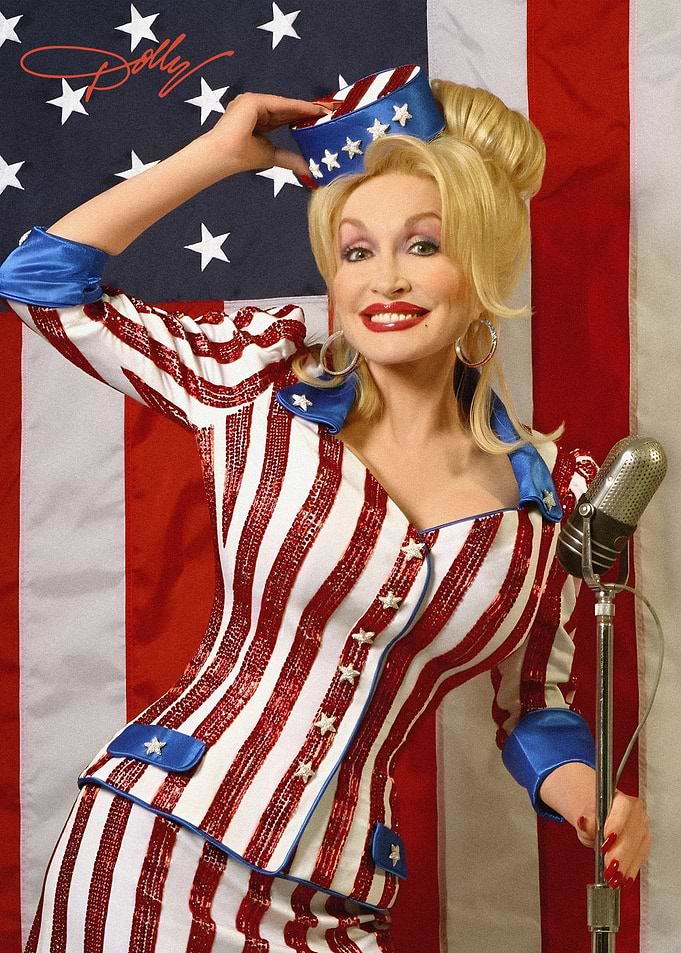 Dolly Parton Patriotic American Flag Outfit