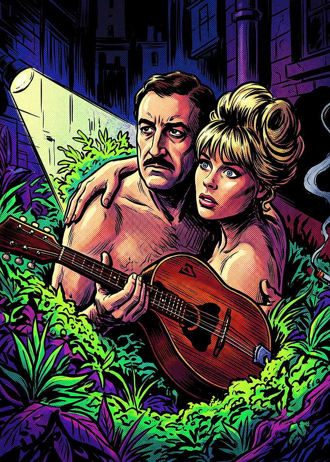 Noir Style Illustration of Couple