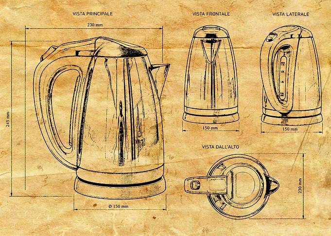 Vintage Style Electric Kettle Blueprint
