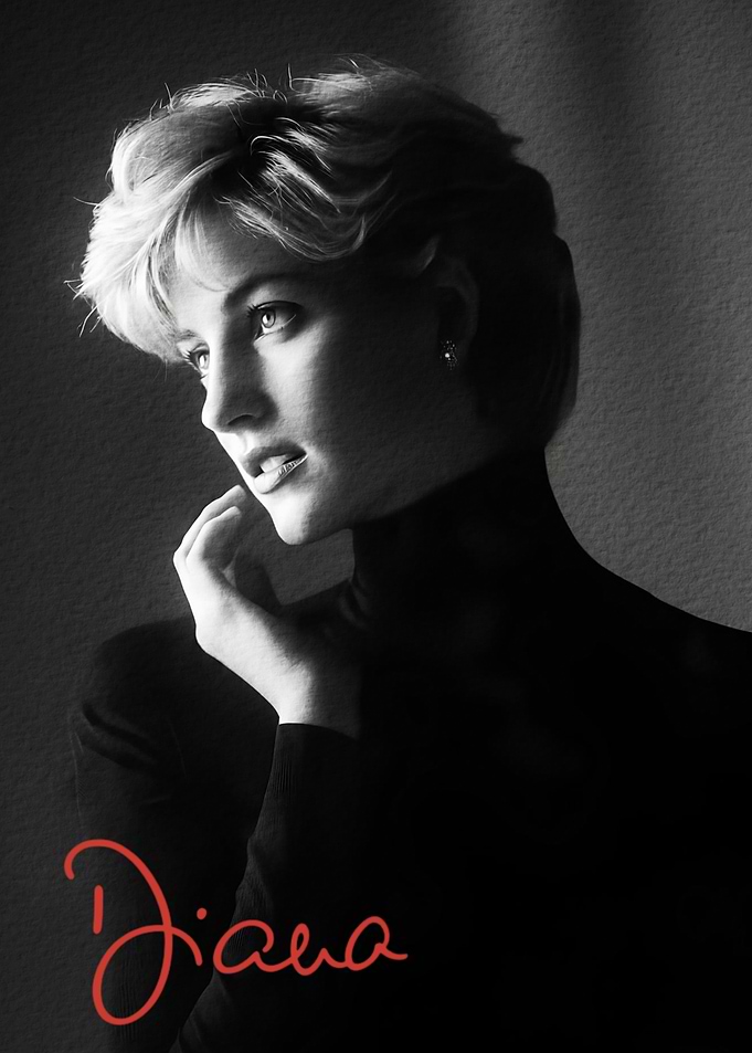 Princess Diana Black and White Portrait