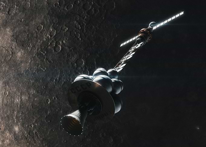 Soviet Spacecraft Orbiting the Moon