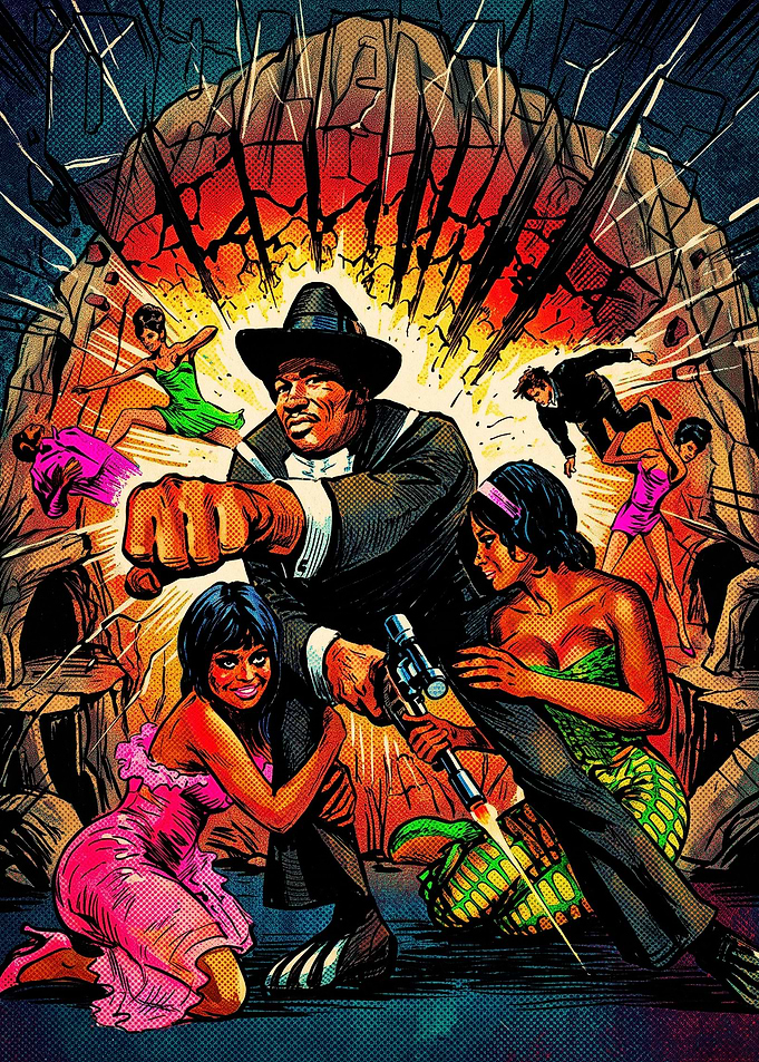 Blaxploitation Action Comic Book Cover Art
