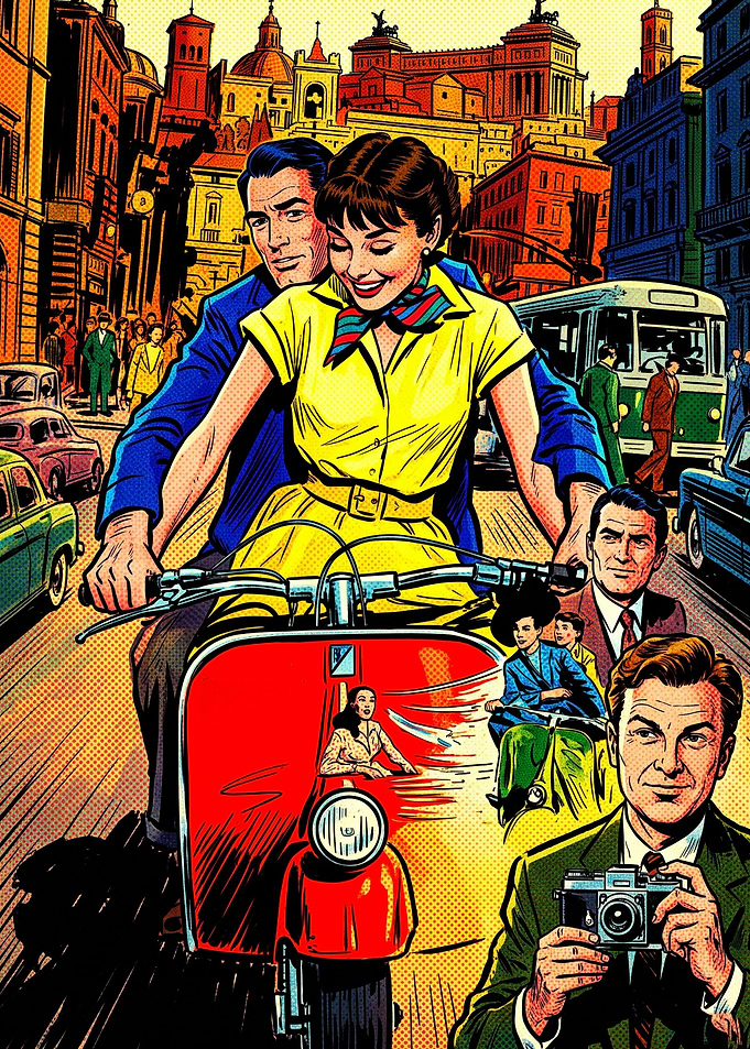 Vintage Roman Holiday Scooter Ride