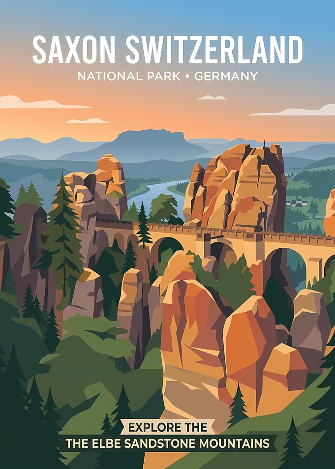 Saxon Switzerland National Park Travel Poster