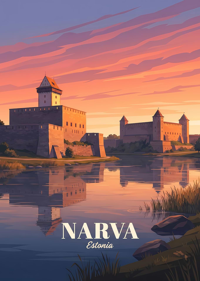 Narva Castle Estonia Travel Poster