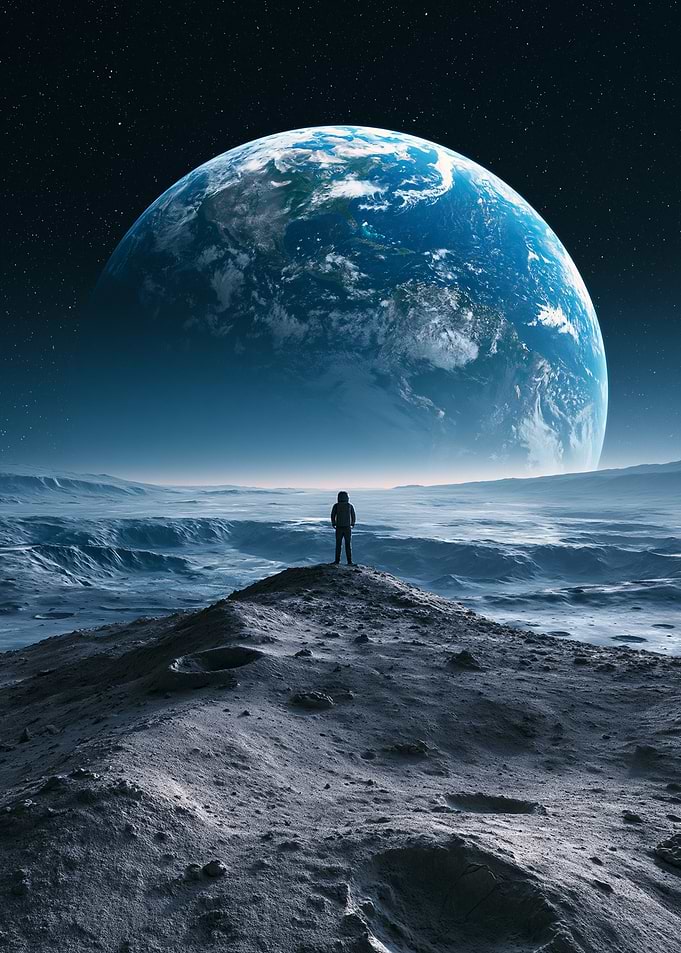 Astronaut Standing on Lunar Surface