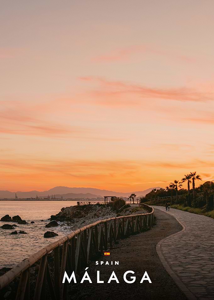 Sunset Coastal Path in Malaga Spain