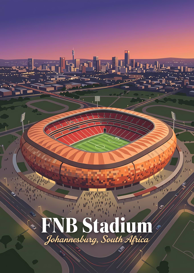 FNB Stadium Johannesburg Travel Poster