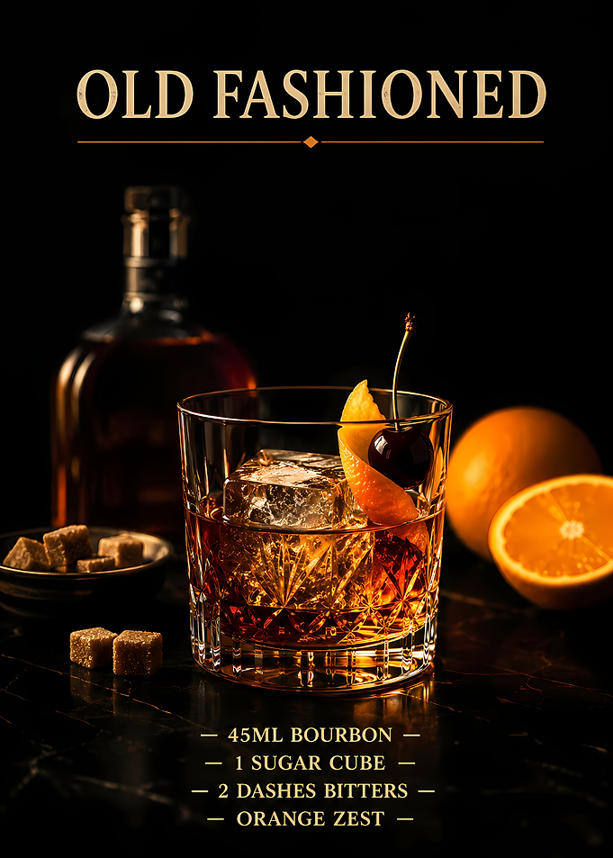 Old Fashioned Cocktail Recipe Poster