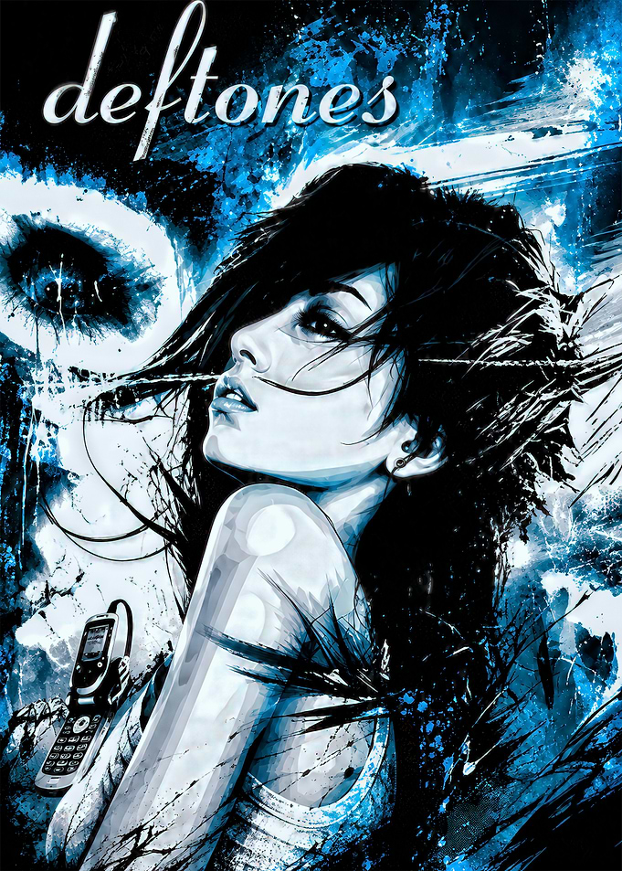 Deftones Blue Grunge Portrait Poster