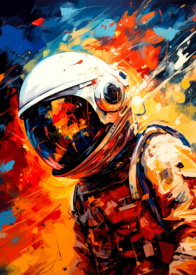 Abstract Astronaut in Vibrant Colors