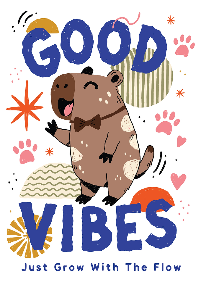 Cute Capybara Good Vibes Poster