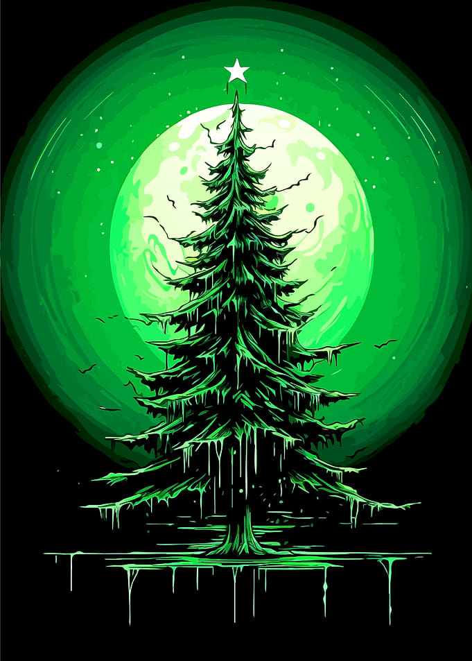 Eerie Green Glowing Christmas Tree