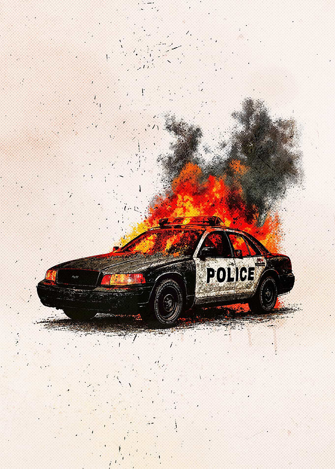 Burning Police Car style
