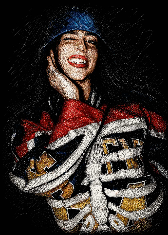 Scribble Art Portrait of Billie Eilish