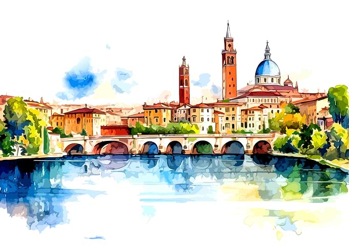 Watercolor Painting of Italian Cityscape