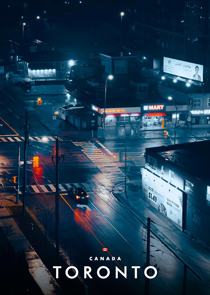 Nighttime Street View of Toronto