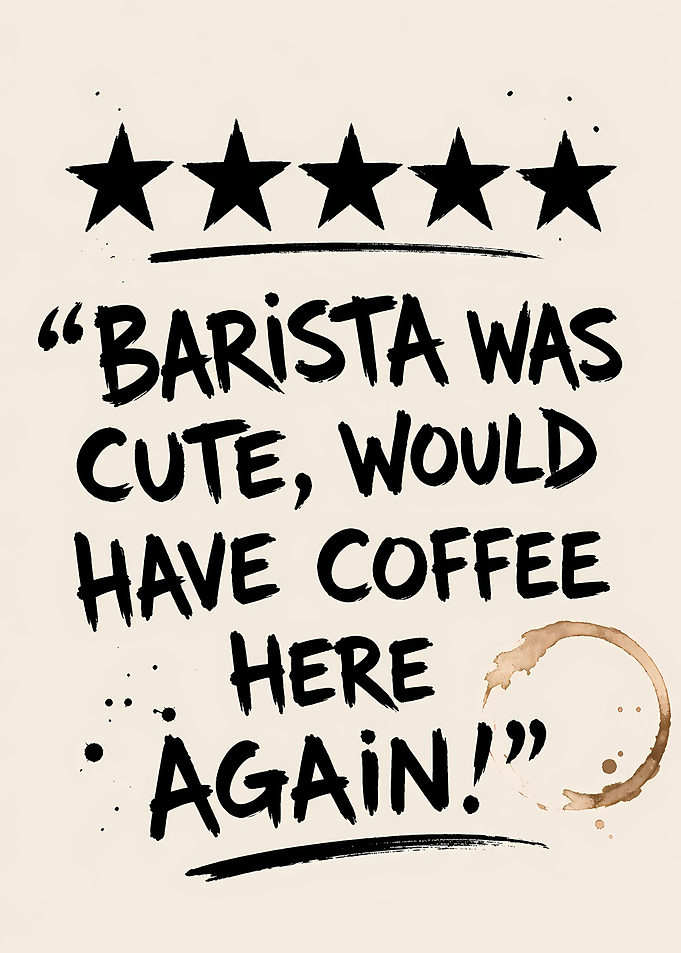 Funny Coffee Shop Review Poster