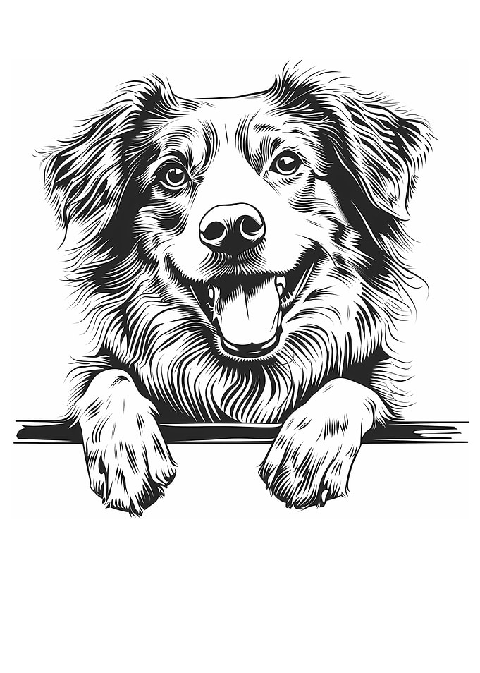 Black and White Nova Scotia Duck Tolling Retriever Illustration