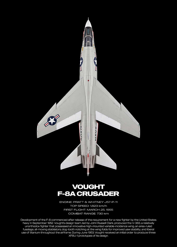 Vought F-8A Crusader Technical Poster