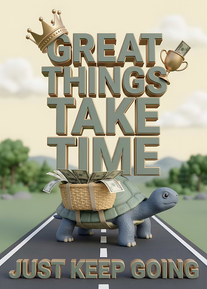 Great Things Take Time Turtle Poster