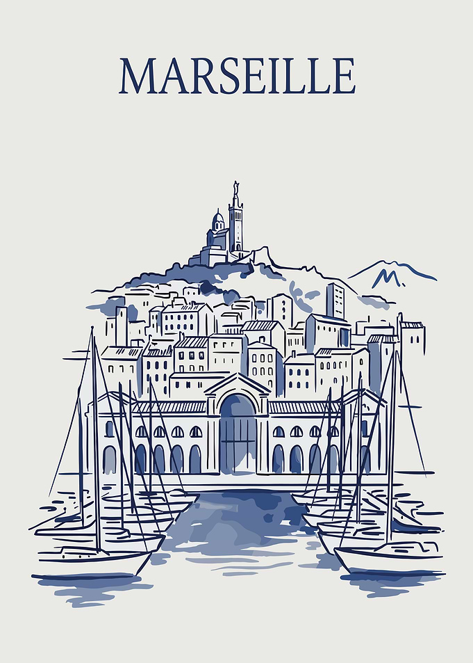 Marseille France Travel Poster Illustration