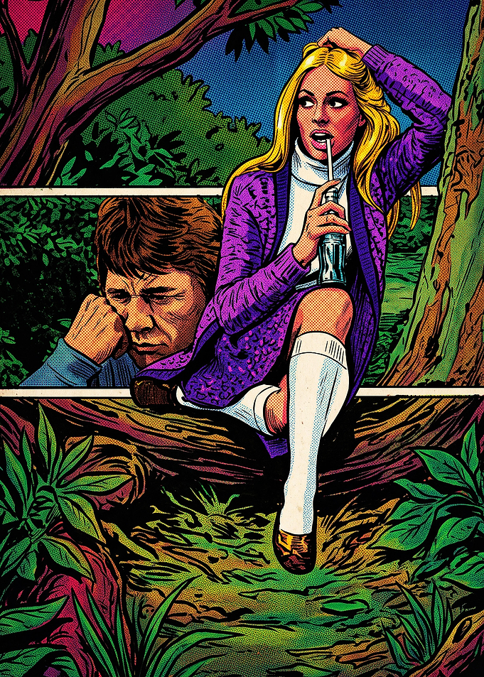 Vintage Comic Style Couple Illustration